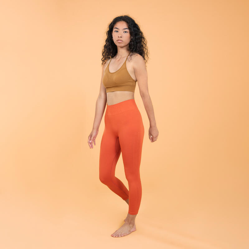 Seamless Yoga Sports Bra Premium Camel Decathlon
