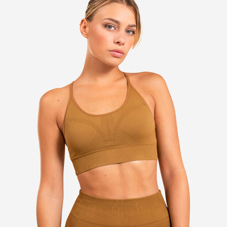 Seamless Yoga Sports Bra Premium - Camel