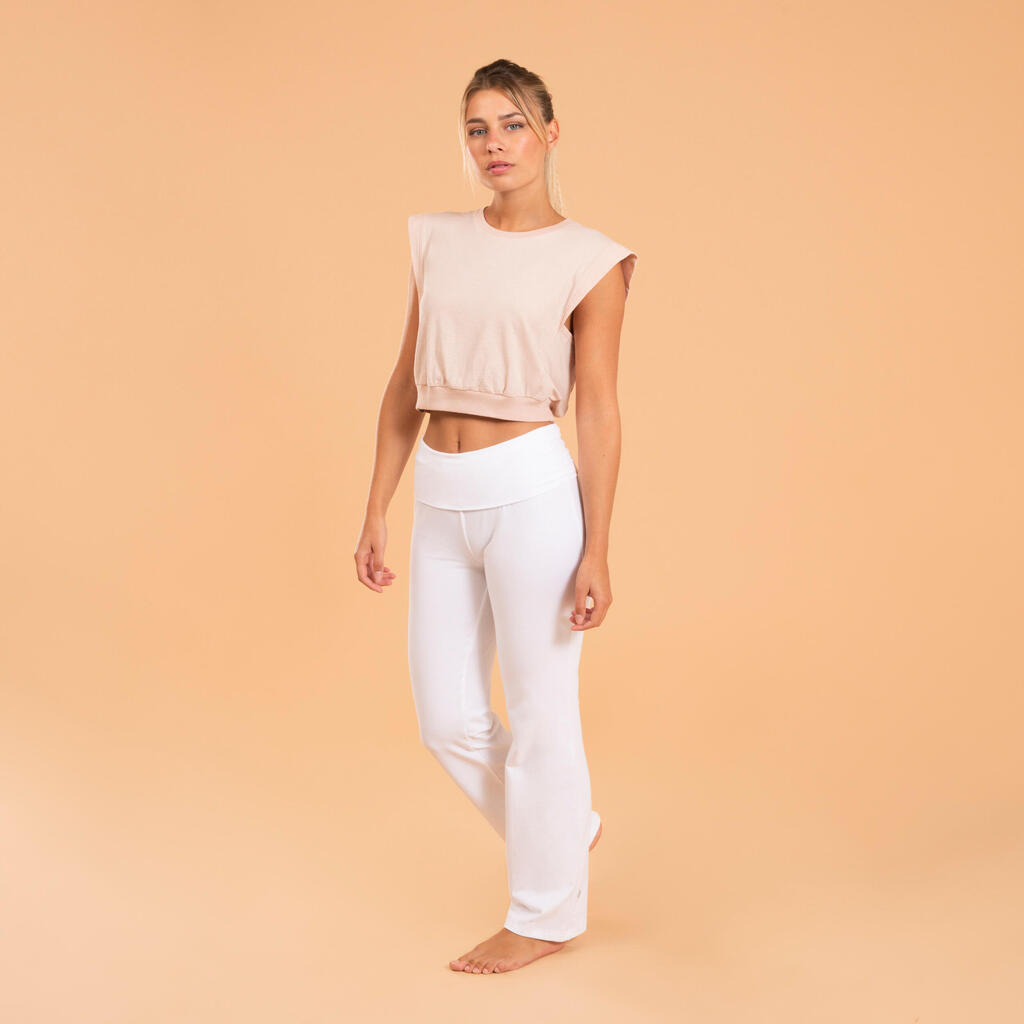 T-Shirt Crop Yoga Loose - beige 