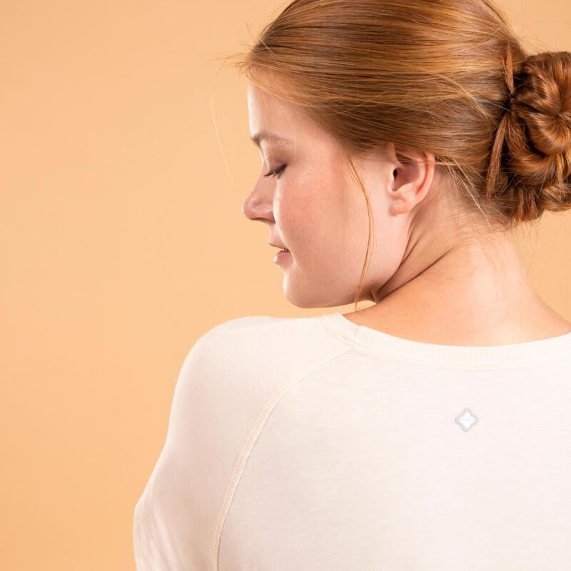 T-shirt donna yoga slim misto cotone con stampa