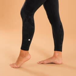 Legging Yoga Dinamis Tanpa Kelim 7/8 - Hitam