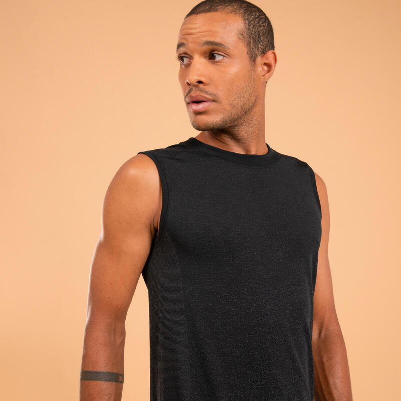 Tank Top Herren Yoga nahtlos - schwarz