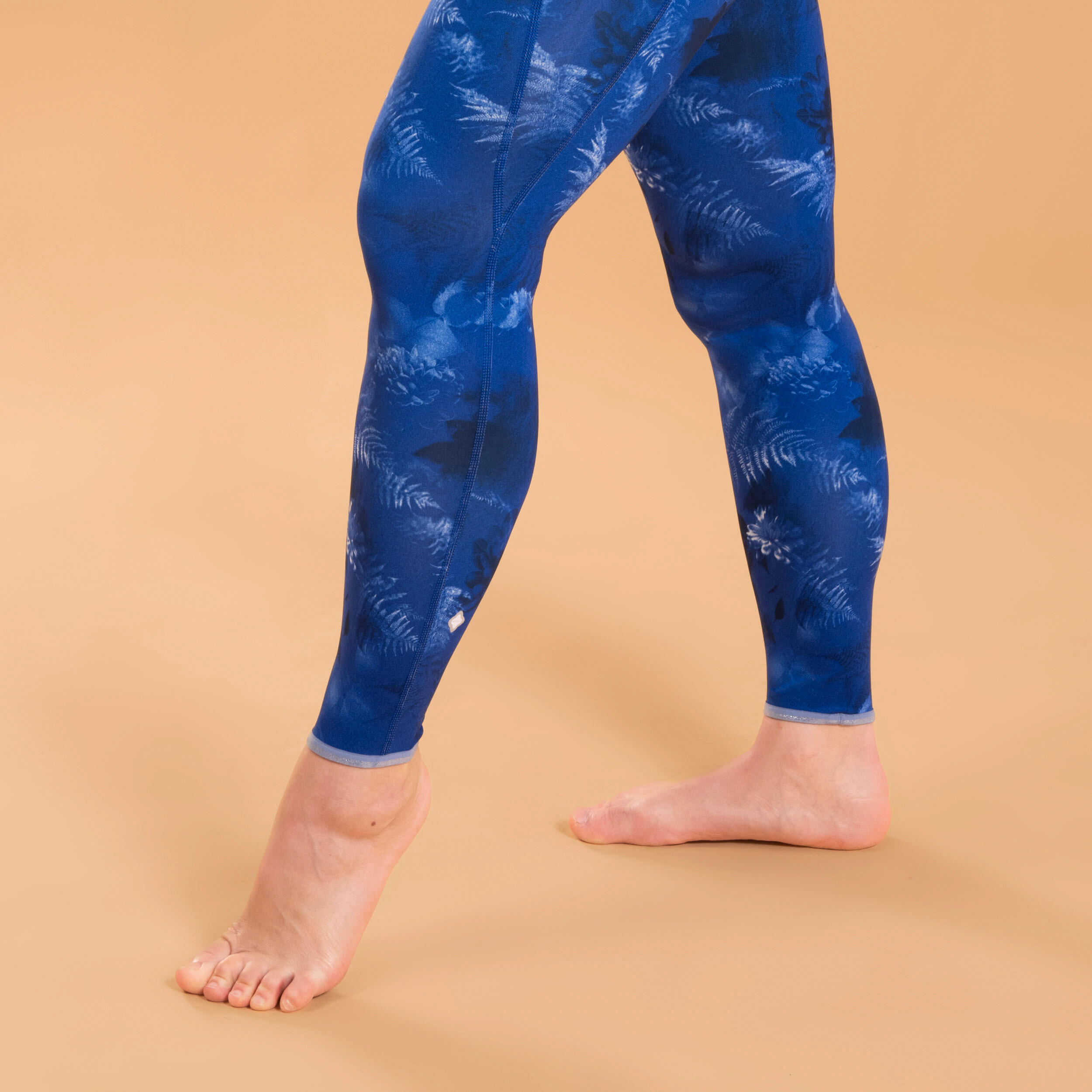 Women's Reversible Dynamic Yoga Leggings - Plain/Blue Print 2/9