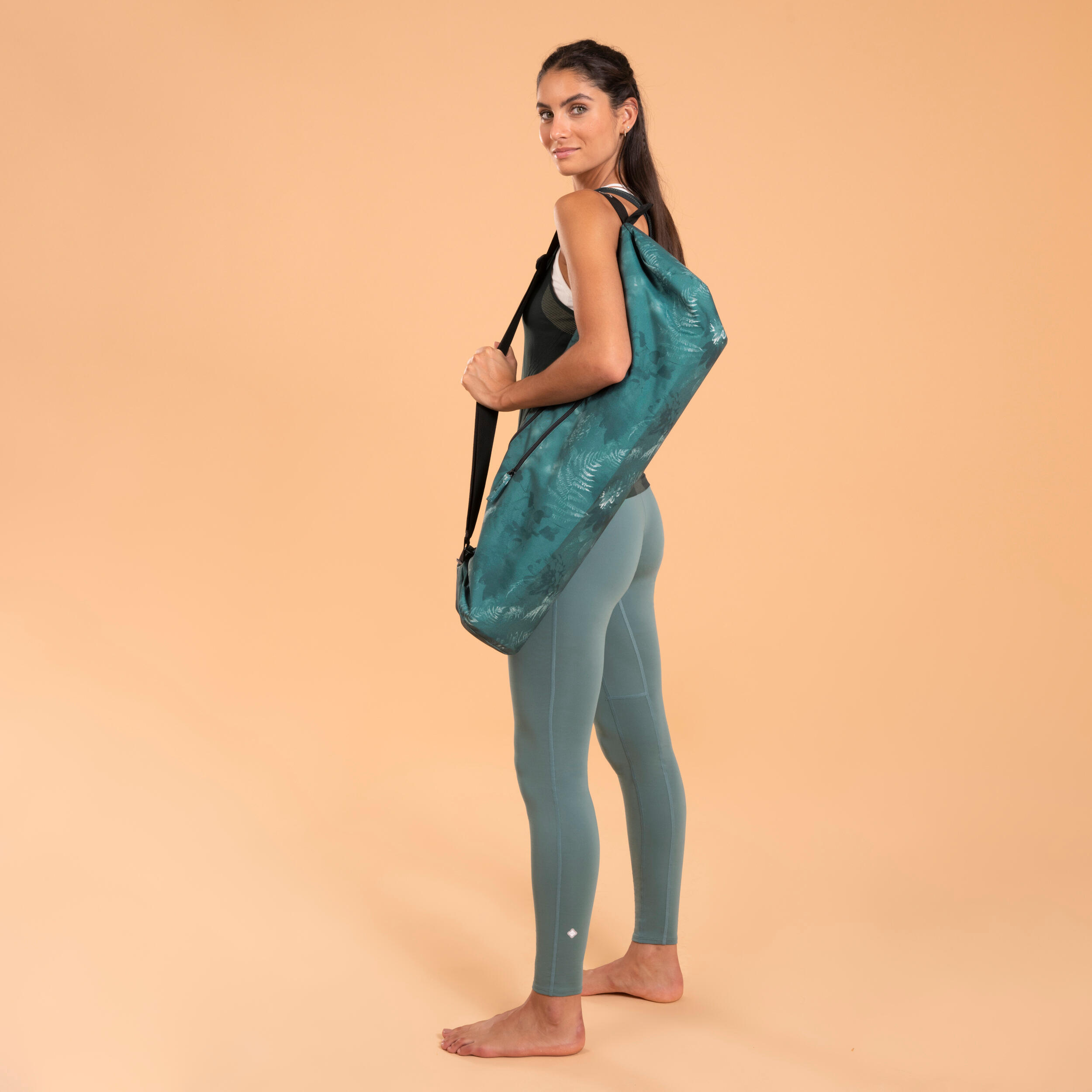 Yoga Travel Mat Bag - Green Print 3/3