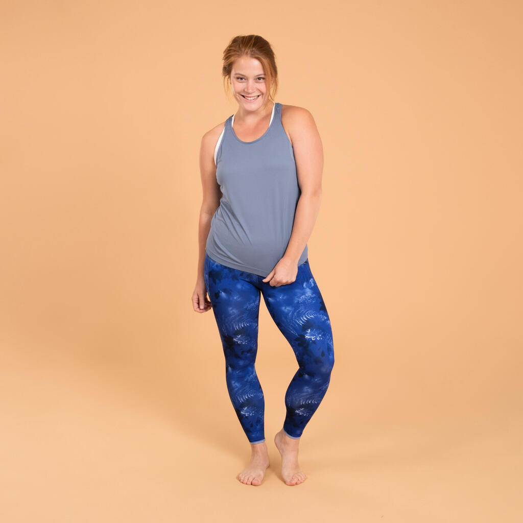 Top Damen dynamisches Yoga nahtlos - blau