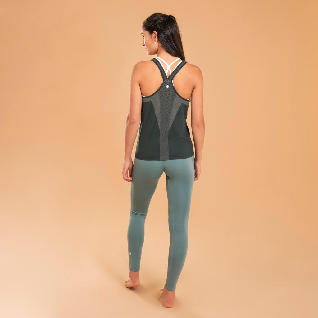Γυναικείο φανελάκι για δυναμική yoga χωρίς ραφές - Πράσινο