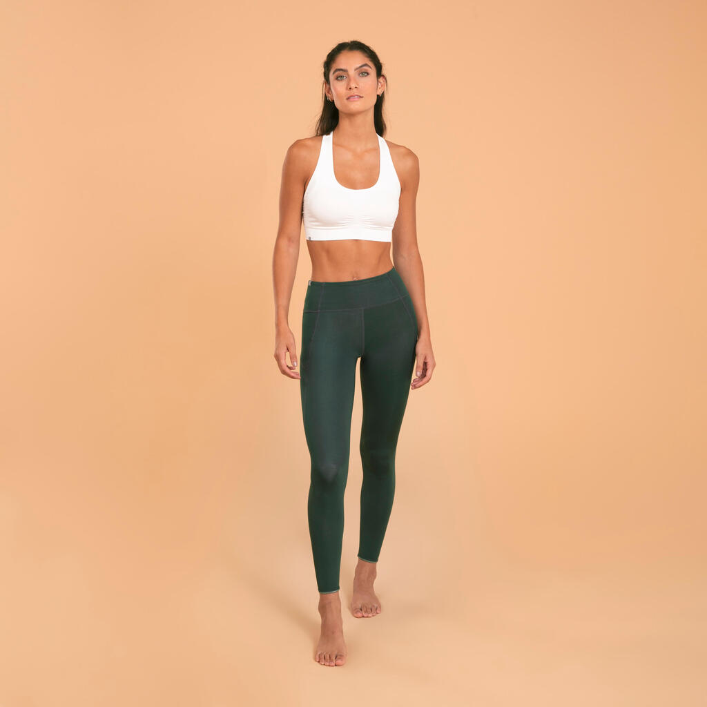 Leggings dynamisches Yoga Damen wendbar ‒ uni/braun/orange bedruckt