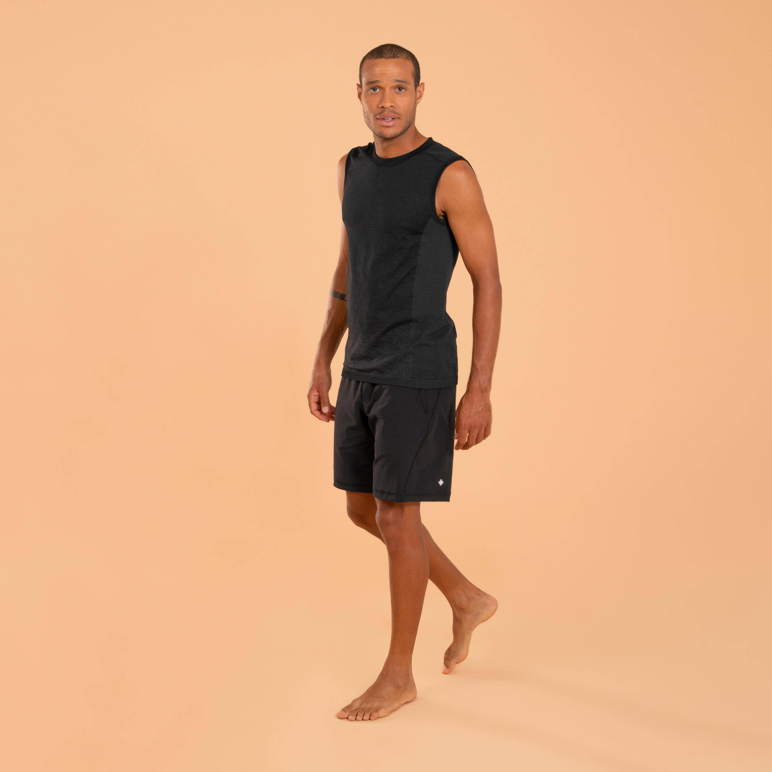 Men  Yoga Shorts - Black -  4