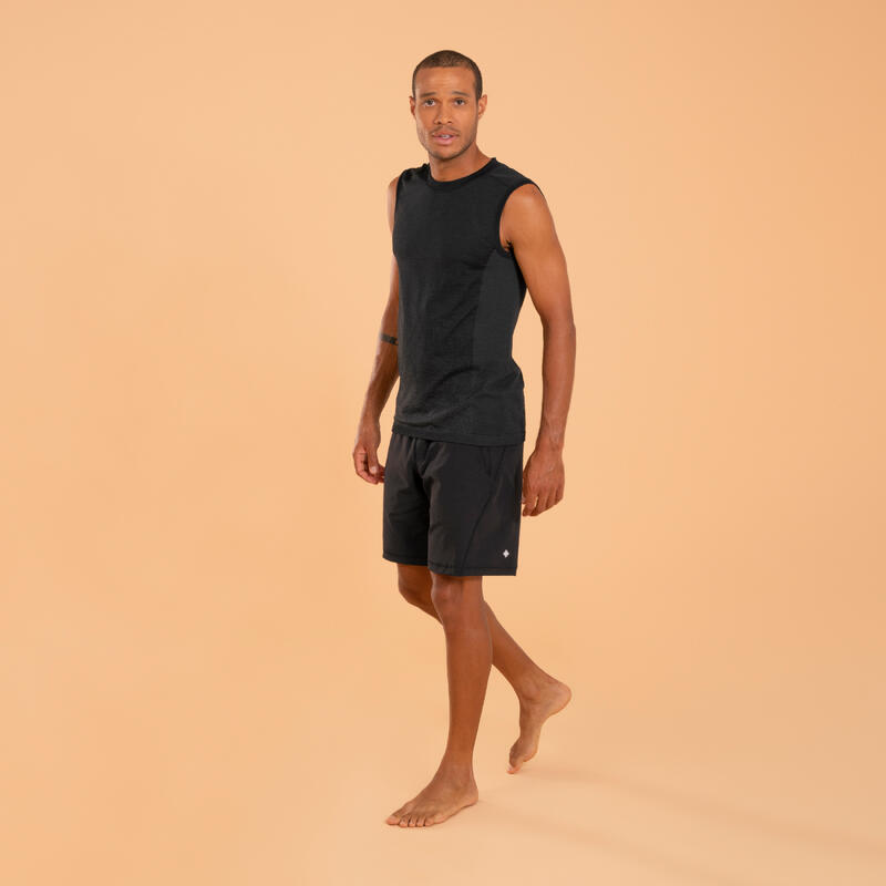 Shorts Herren dynamisches Yoga leicht - schwarz 