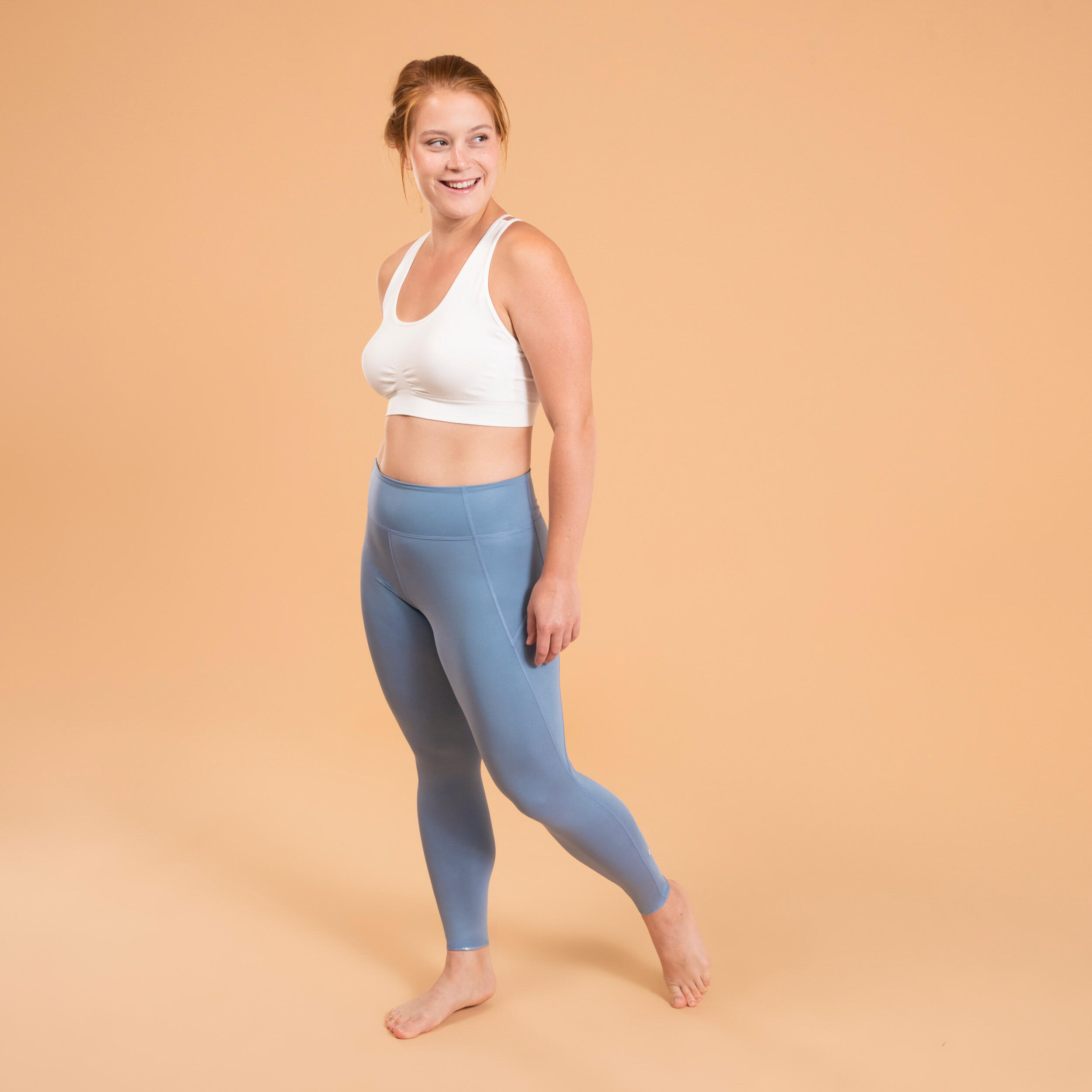Women's Reversible Dynamic Yoga Leggings - Plain/Blue Print 7/9