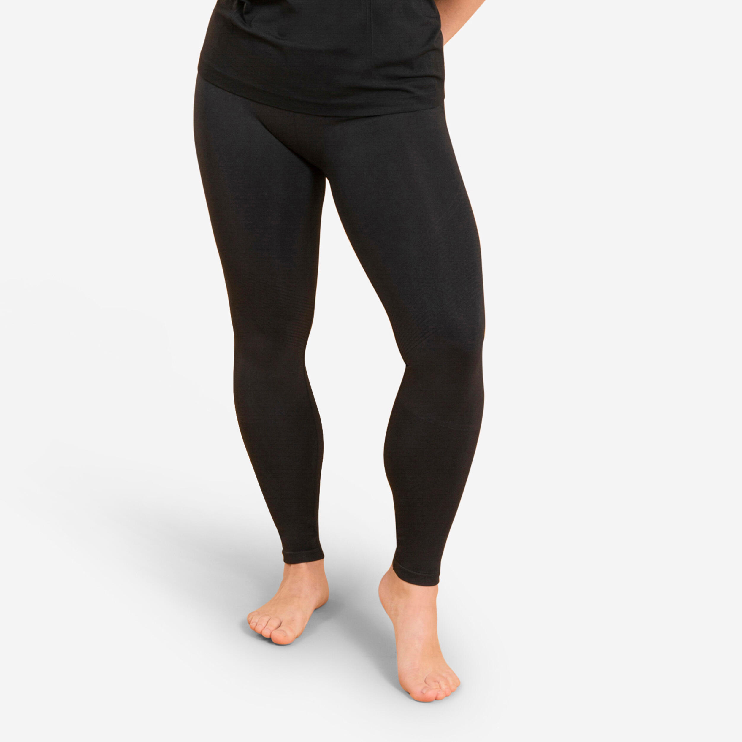 LEGGINGS YOGA LUNGHI DA DONNA SENZA CUCITURE, NERO