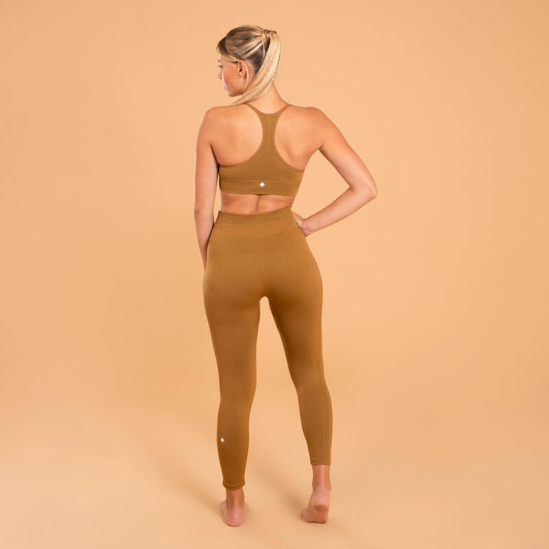 Legging yoga taille haute  7/8e femme, marron