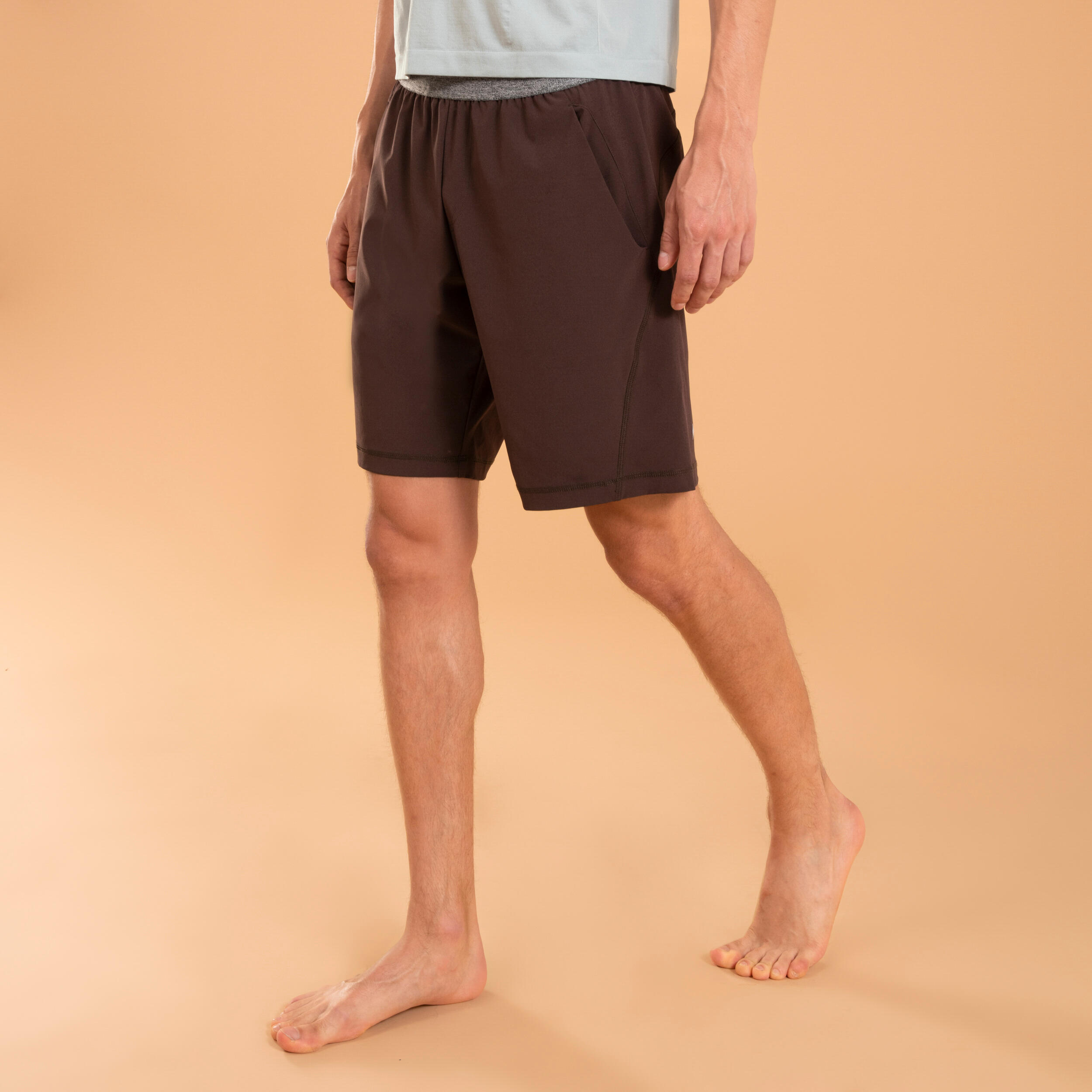 KIMJALY Men's Lightweight Dynamic Yoga Shorts - Brown