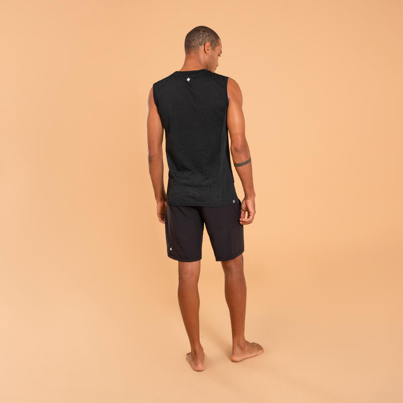 Camiseta yoga seamless sin mangas Kimjaly Hombre negro