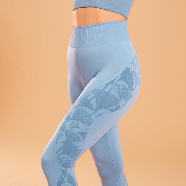 Women Yoga Leggings Seamless 7/8 - Lavender/Blue