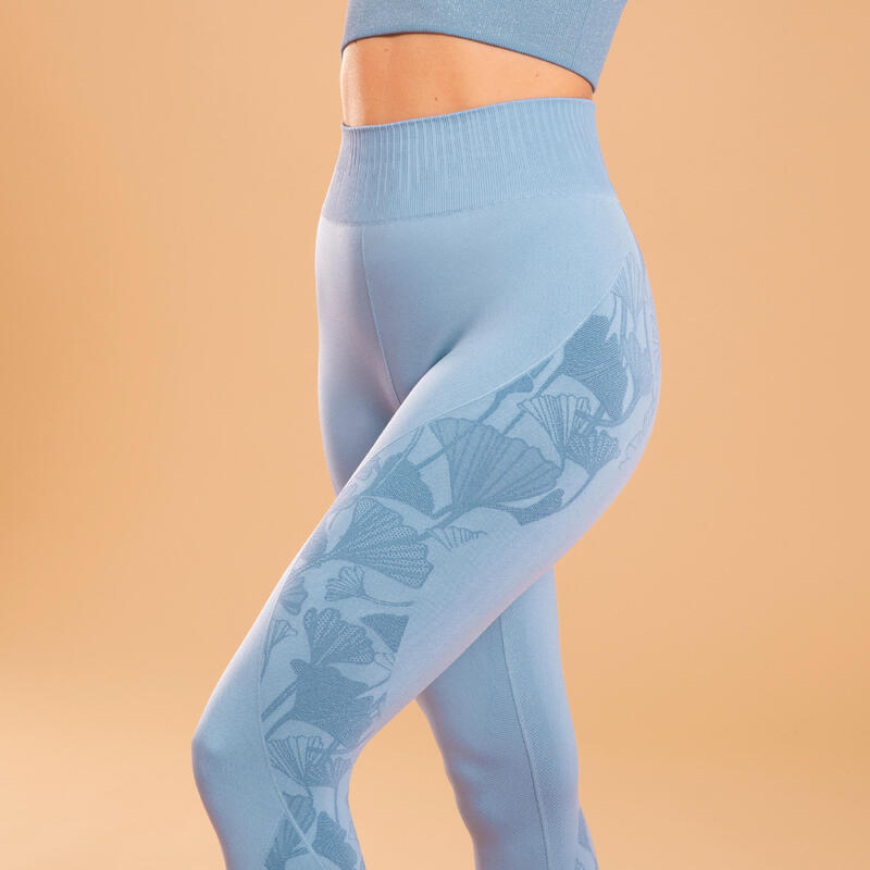 Leggings de yoga sem costuras, cintura alta, 70 % algodão biológico  anti-suor ACHAMANA - Decathlon
