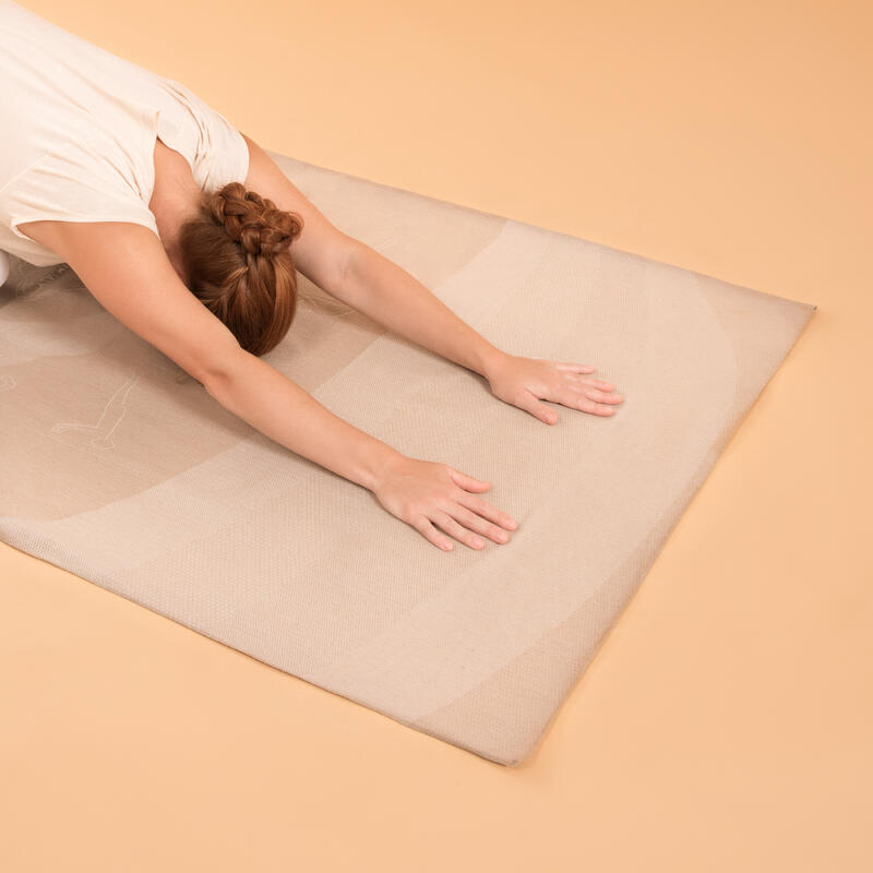 Recyceltes Yogahandtuch - Fouta 200 × 100 cm Sonnengrüße beige 