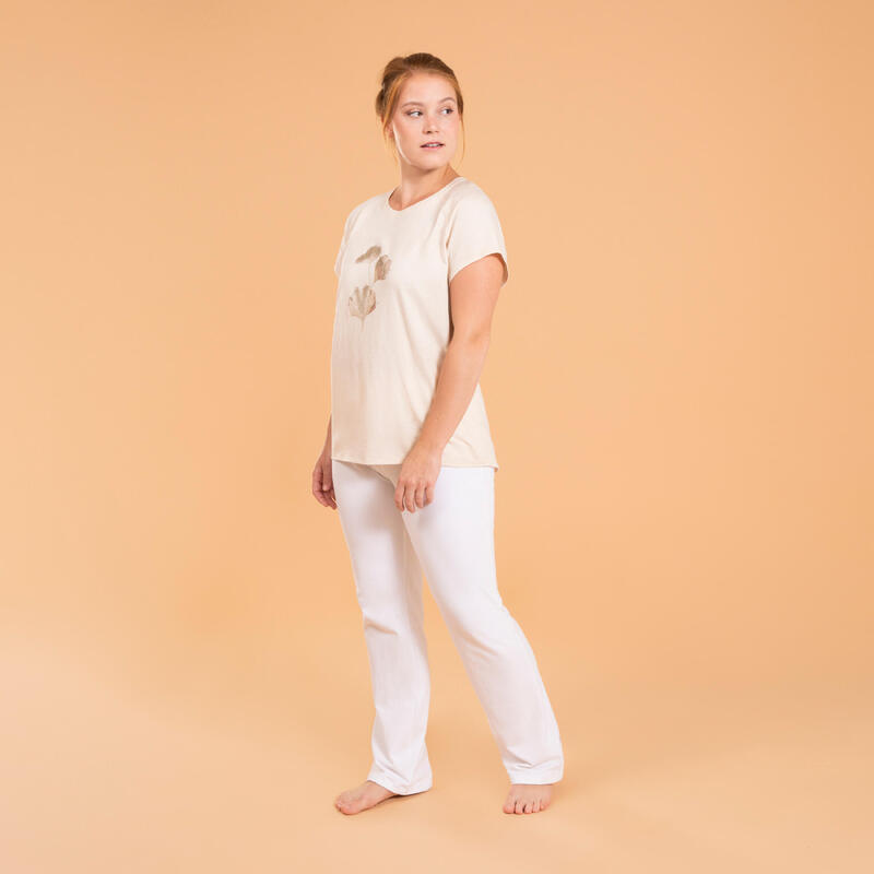 T-shirt donna yoga slim misto cotone con stampa