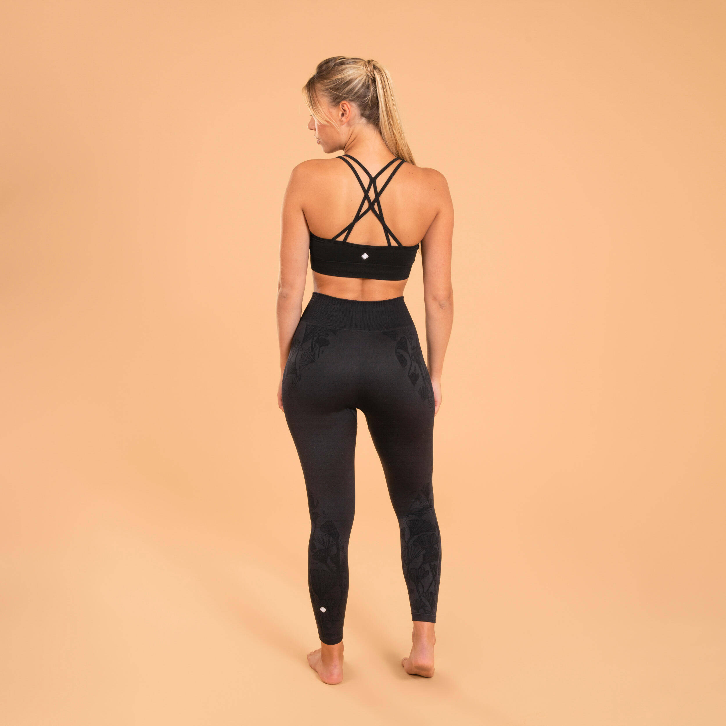 Women's Light Support Sports Bra with Cross-Over Straps - Graphite Black -  5