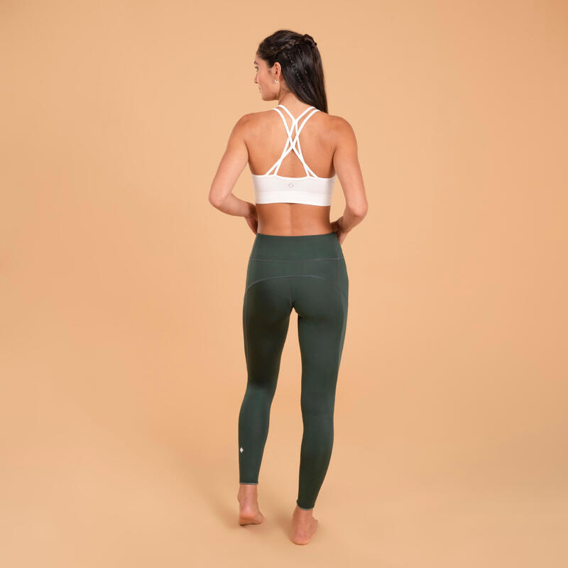 Top sportivo donna yoga senza cuciture traspirante sostegno leggero bianco