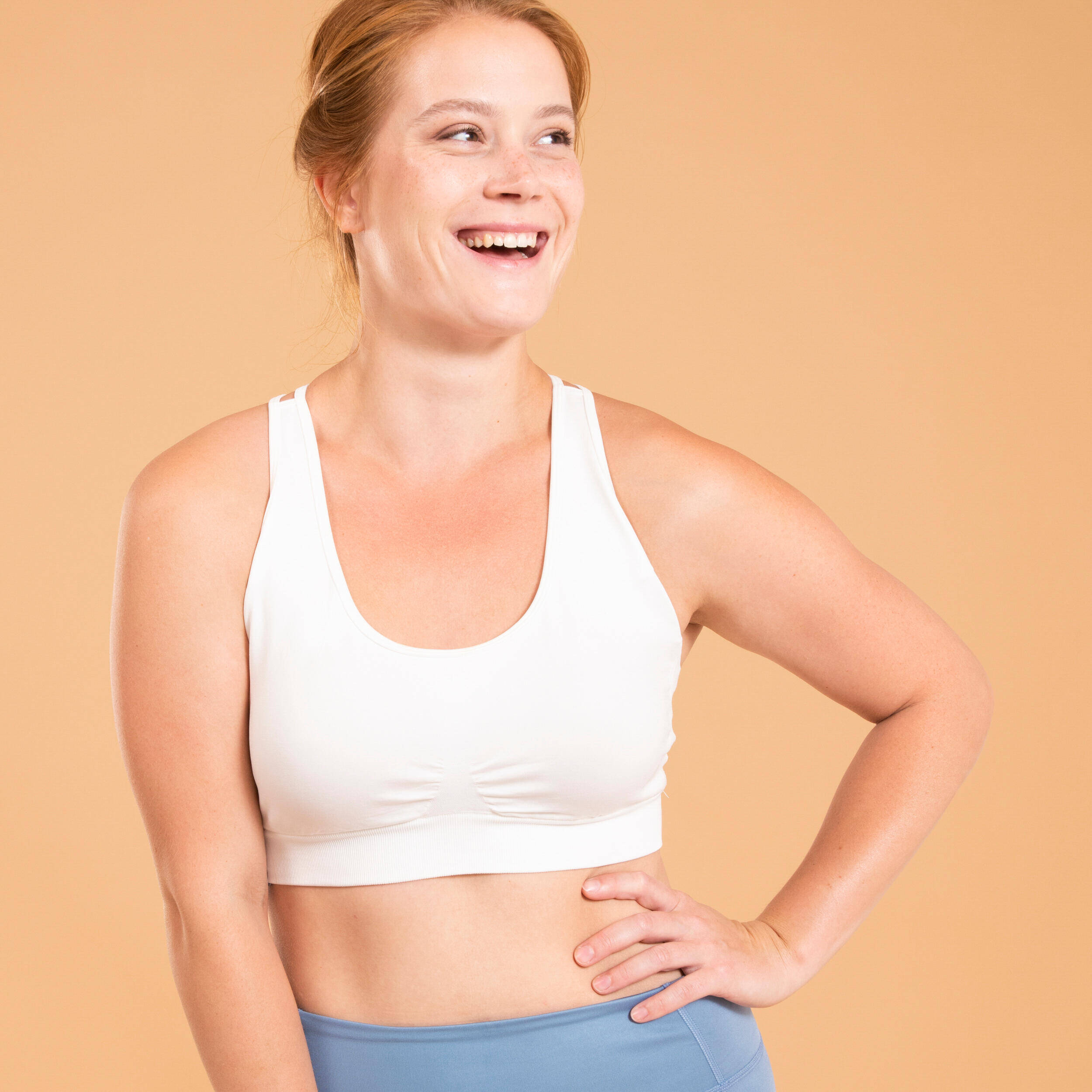 Women's Light Support Cross-Over Straps Sports Bra - Ultra White -  4