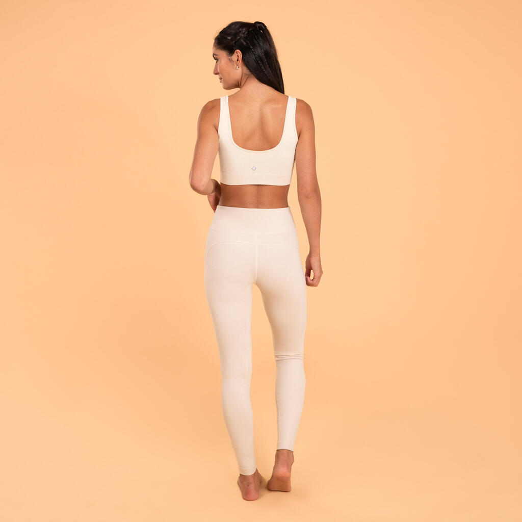 Leggings Yoga Baumwolle Ecodesign Damen - beige 