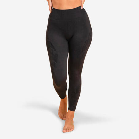 Legging Yoga Dinamis Tanpa Kelim 7/8 - Hitam