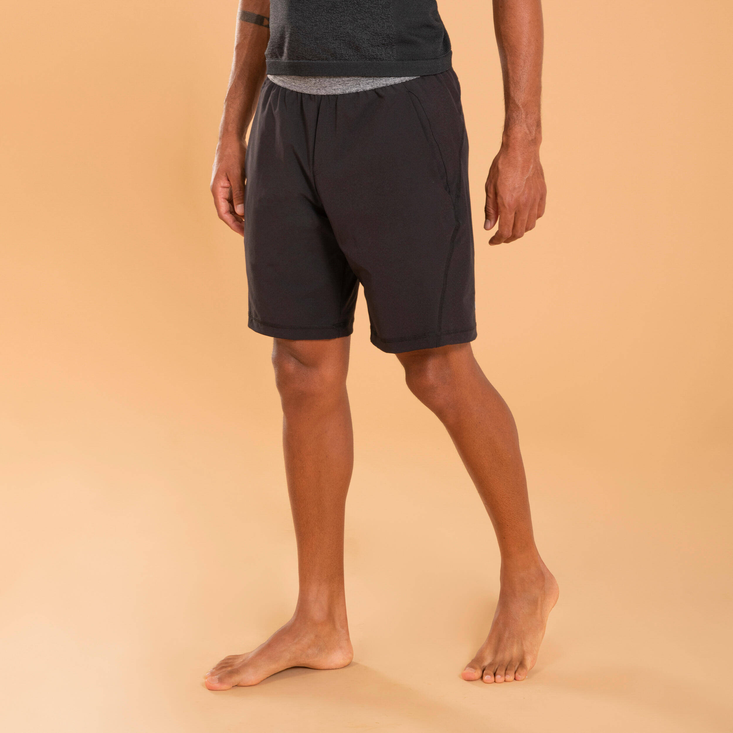 Men  Yoga Shorts - Black -  1