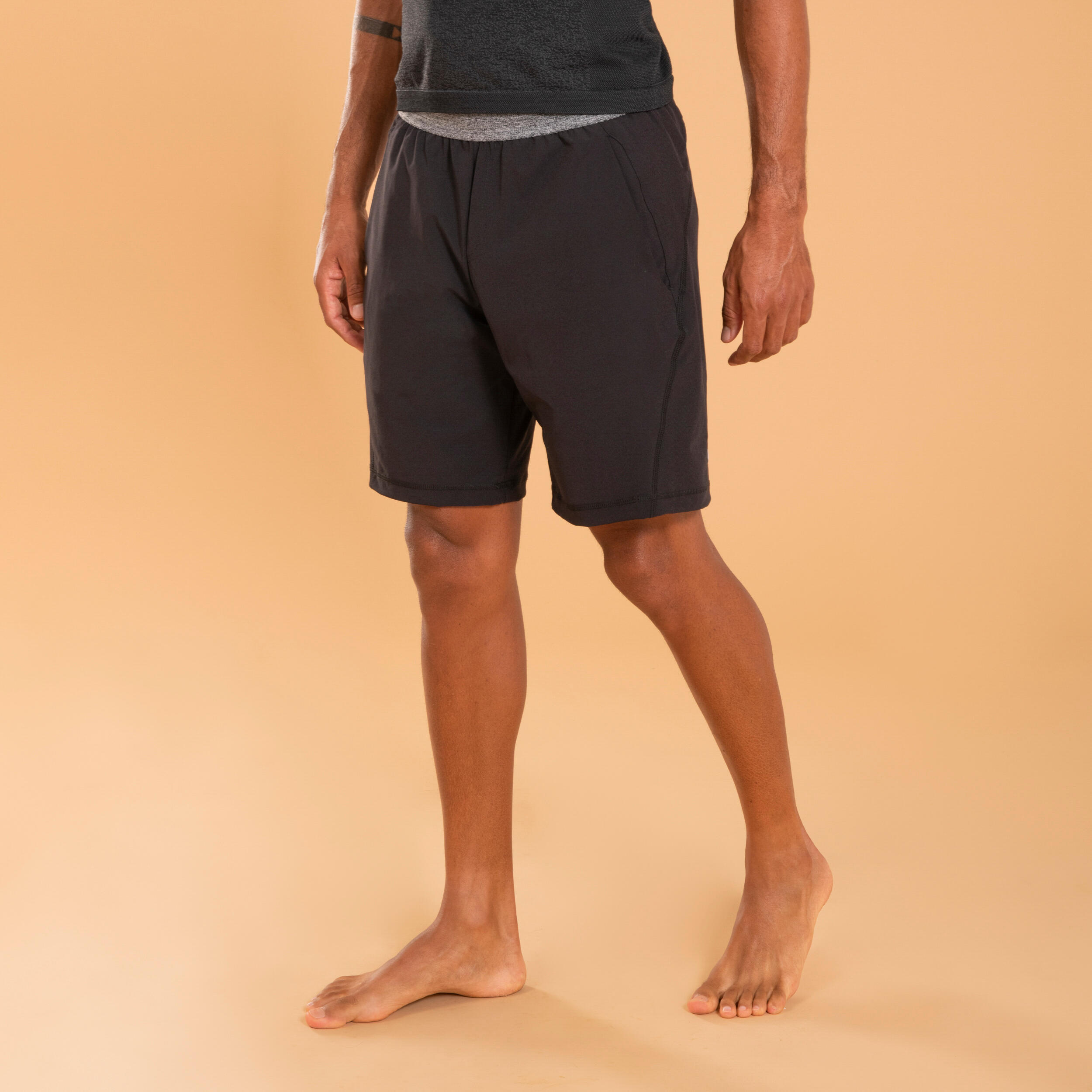 Men's Lightweight Dynamic Yoga Shorts - Black 1/4