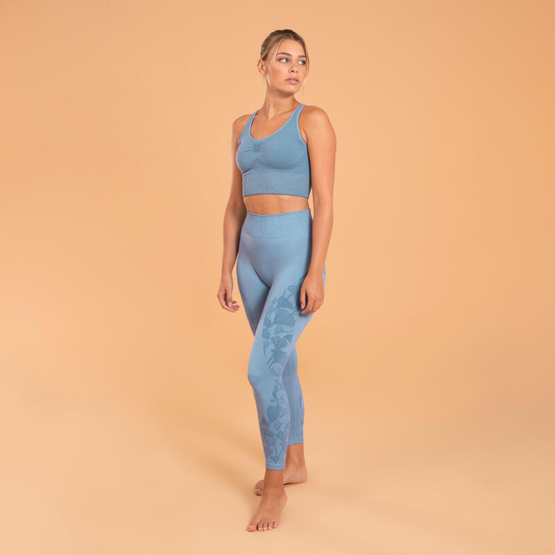 7/8-legging voor dynamische yoga naadloos lavendelblauw