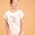 Camiseta yoga manga corta ecodiseñada Mujer Kimjaly beige claro
