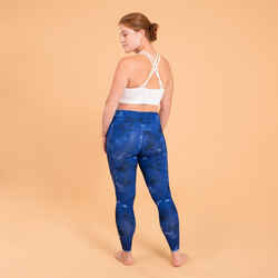 Women's Reversible Dynamic Yoga Leggings - Plain/Blue Print