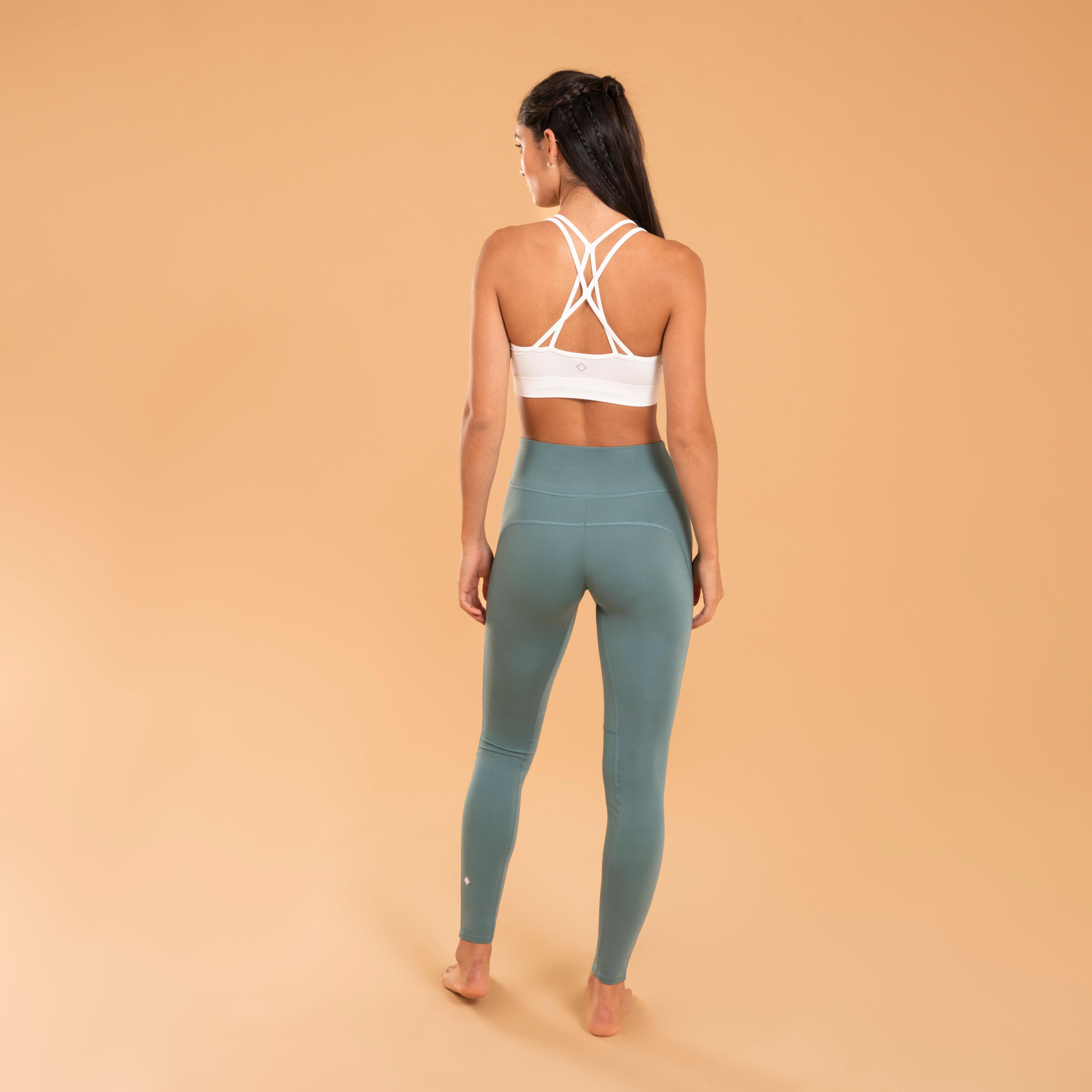 Women's second-skin effect yoga leggings, dark green 5/5