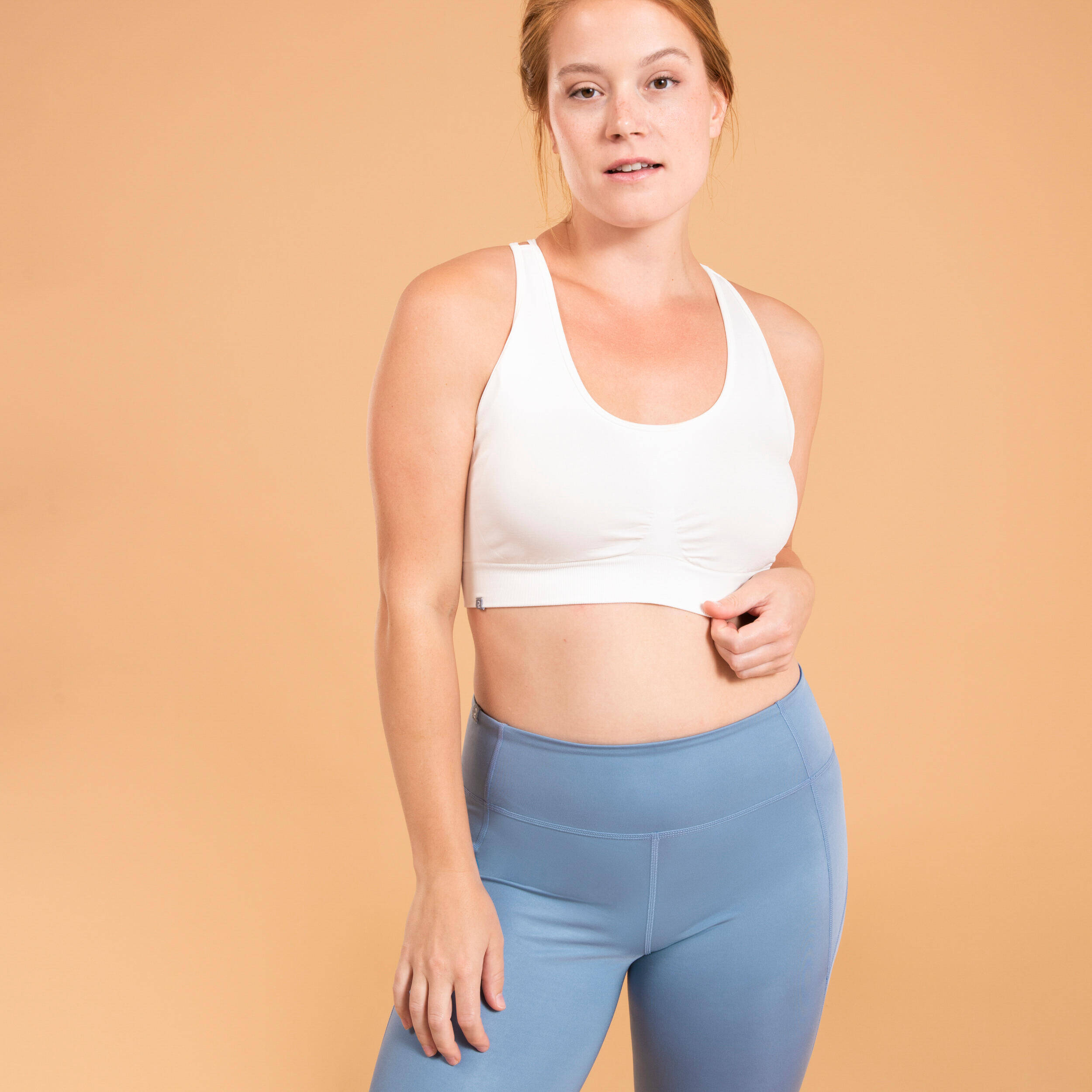 Women's Light Support Cross-Over Straps Sports Bra - Ultra White -  5