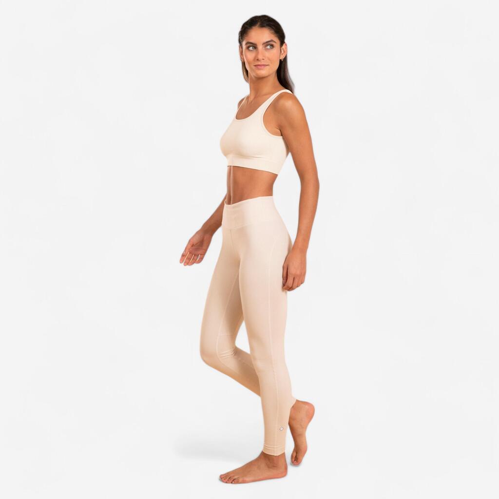 Leggings Yoga Baumwolle Ecodesign Damen - beige 