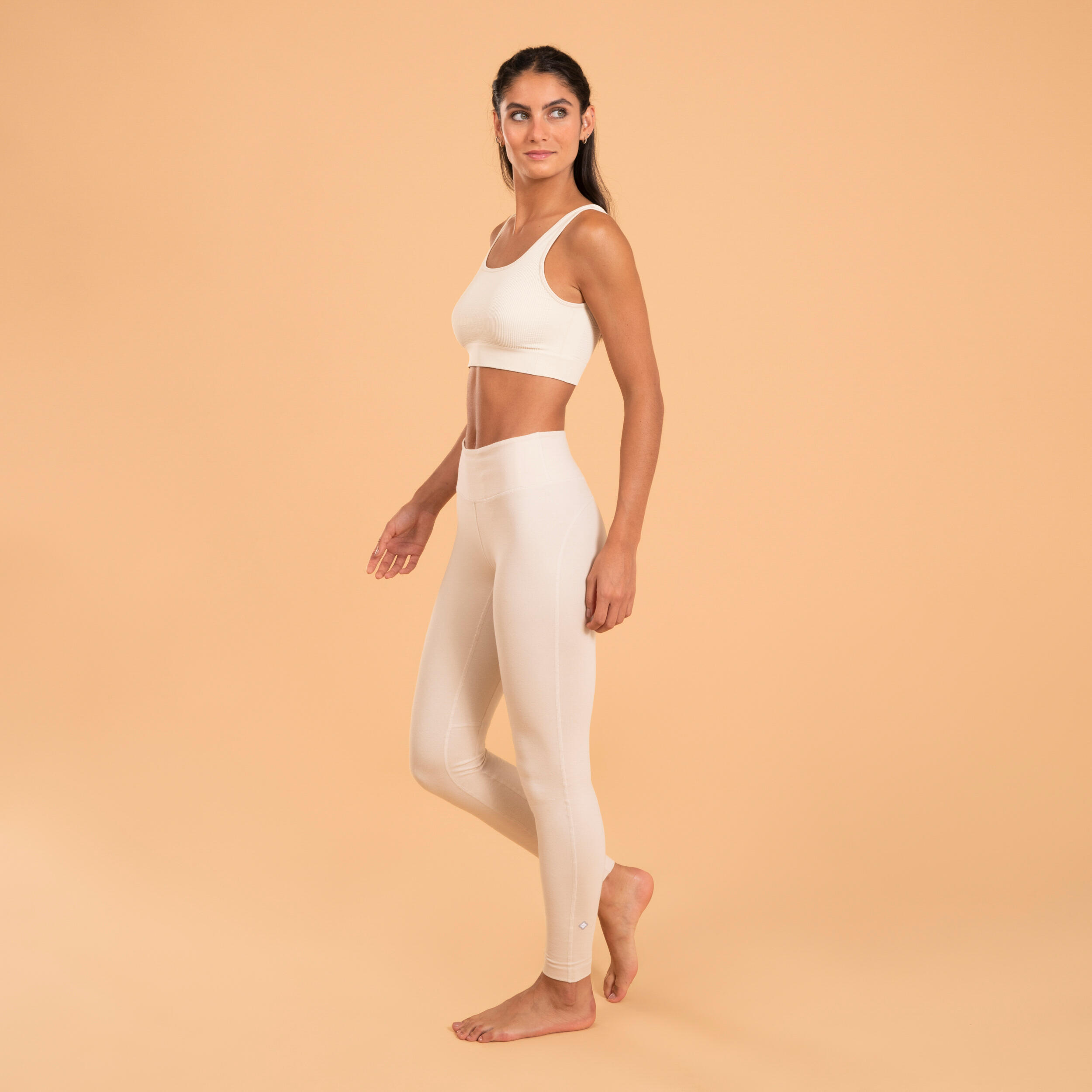 KIMJALY Women's Cotton Yoga Leggings - Beige