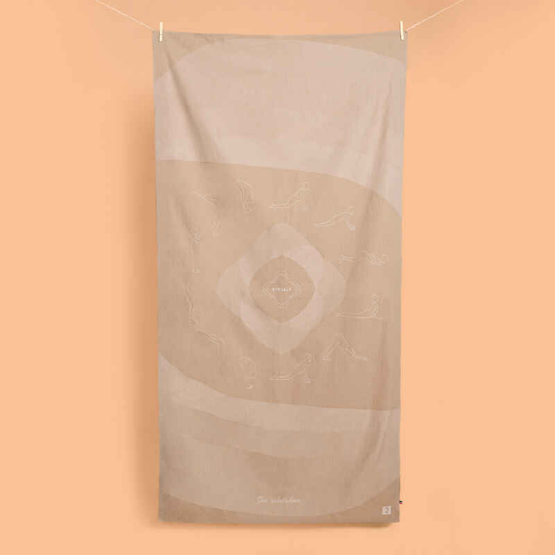 Recyceltes Yogahandtuch - Fouta 200 × 100 cm Sonnengrüße beige 