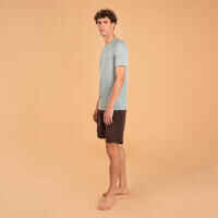 Men's Short-Sleeved Second-Skin Effect Yoga T-Shirt - Silver Grey Delicate Blue