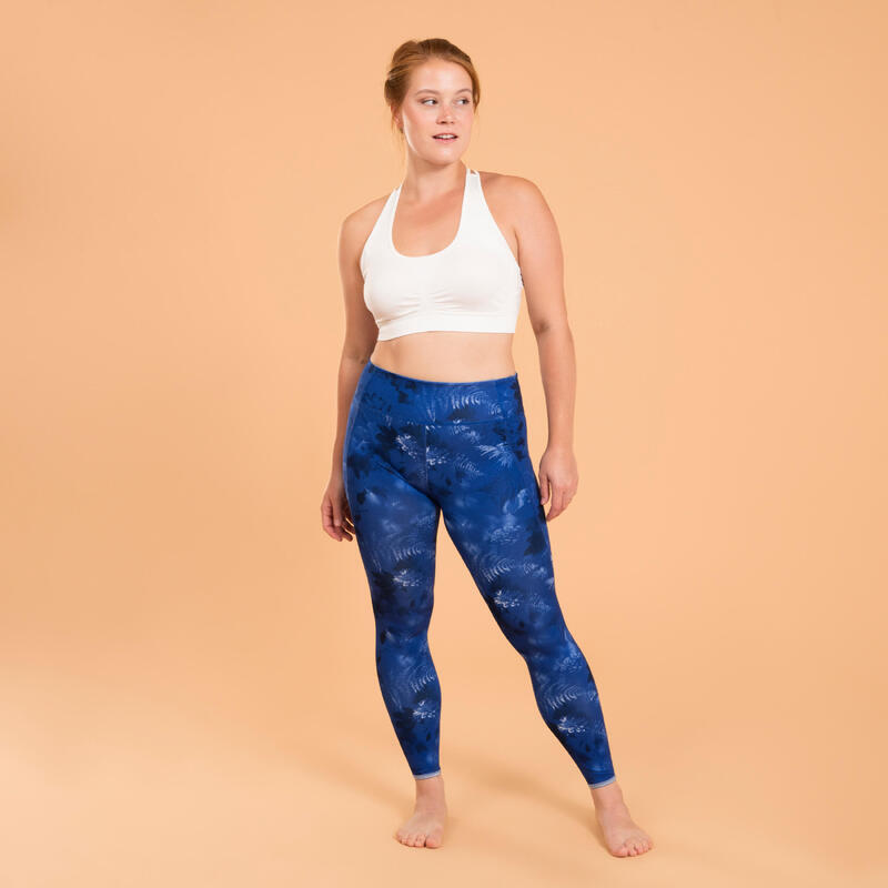 LEGGING VOOR DYNAMISCHE YOGA VOOR DAMES OMKEERBAAR EFFEN / PRINT BLAUW