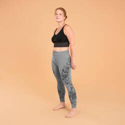 7/8 Seamless Yoga Leggings Gingko Motif - Mottled Grey