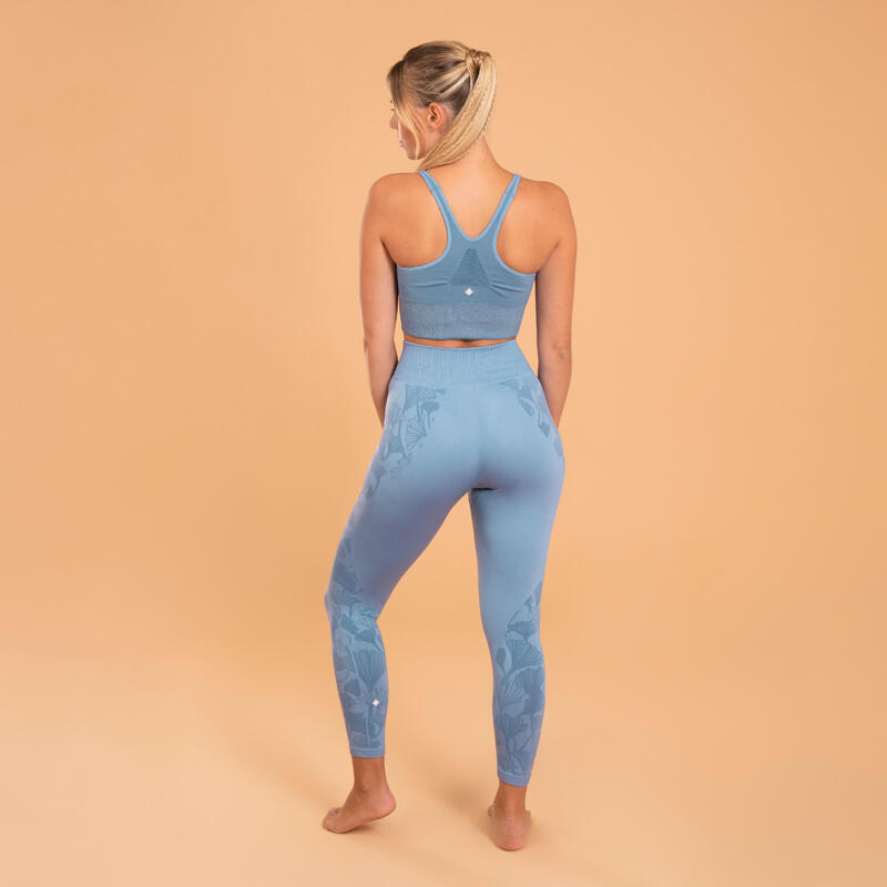 Top lungo donna yoga azzurro sostegno leggero