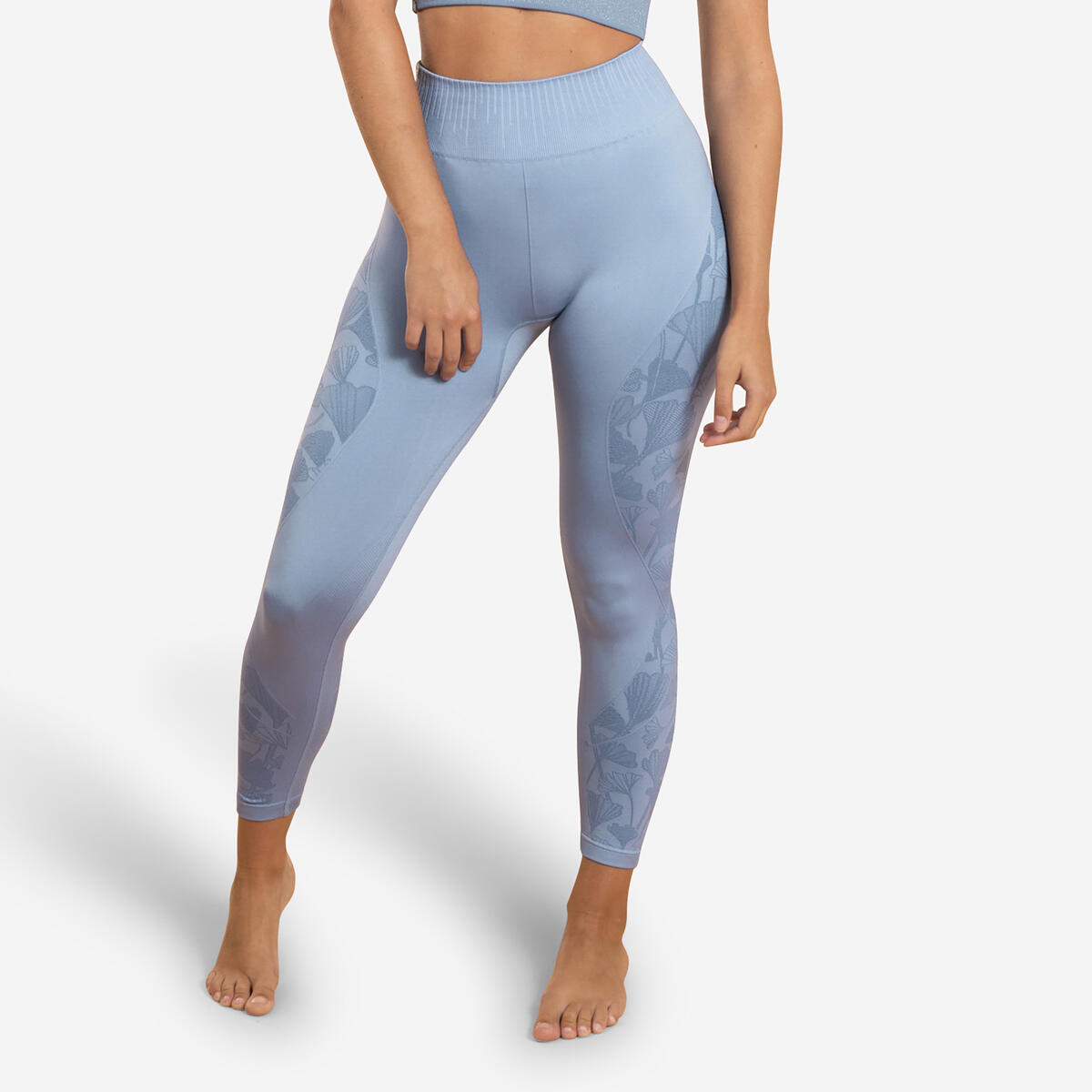 LEGGING 7/8 YOGA DYN  SANS COUTURE BLEU LAVANDE