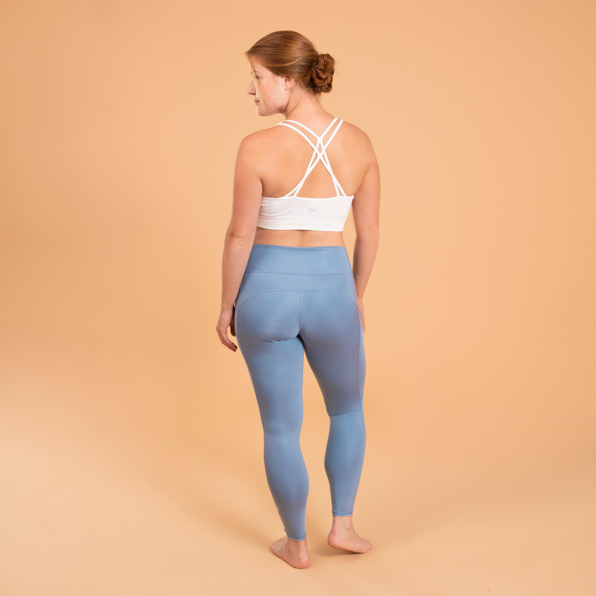 Women's Reversible Dynamic Yoga Leggings - Plain/Blue Print 8/9