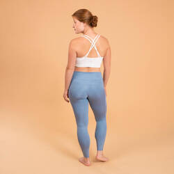 Women's Reversible Dynamic Yoga Leggings - Plain/Blue Print