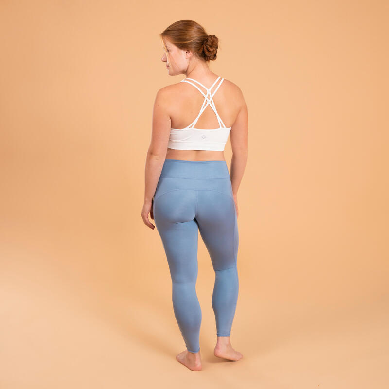 LEGGINGS REVERSÍVEIS DE YOGA DINÂMICO MULHER AZUL ESTAMPADO/LISO