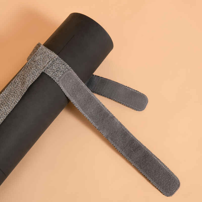 EcoFriendly Adjustable Yoga Mat Strap Mottled Grey Decathlon