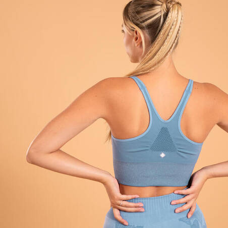 Women's Yoga Cropped Sports Bra - Lavender Blue