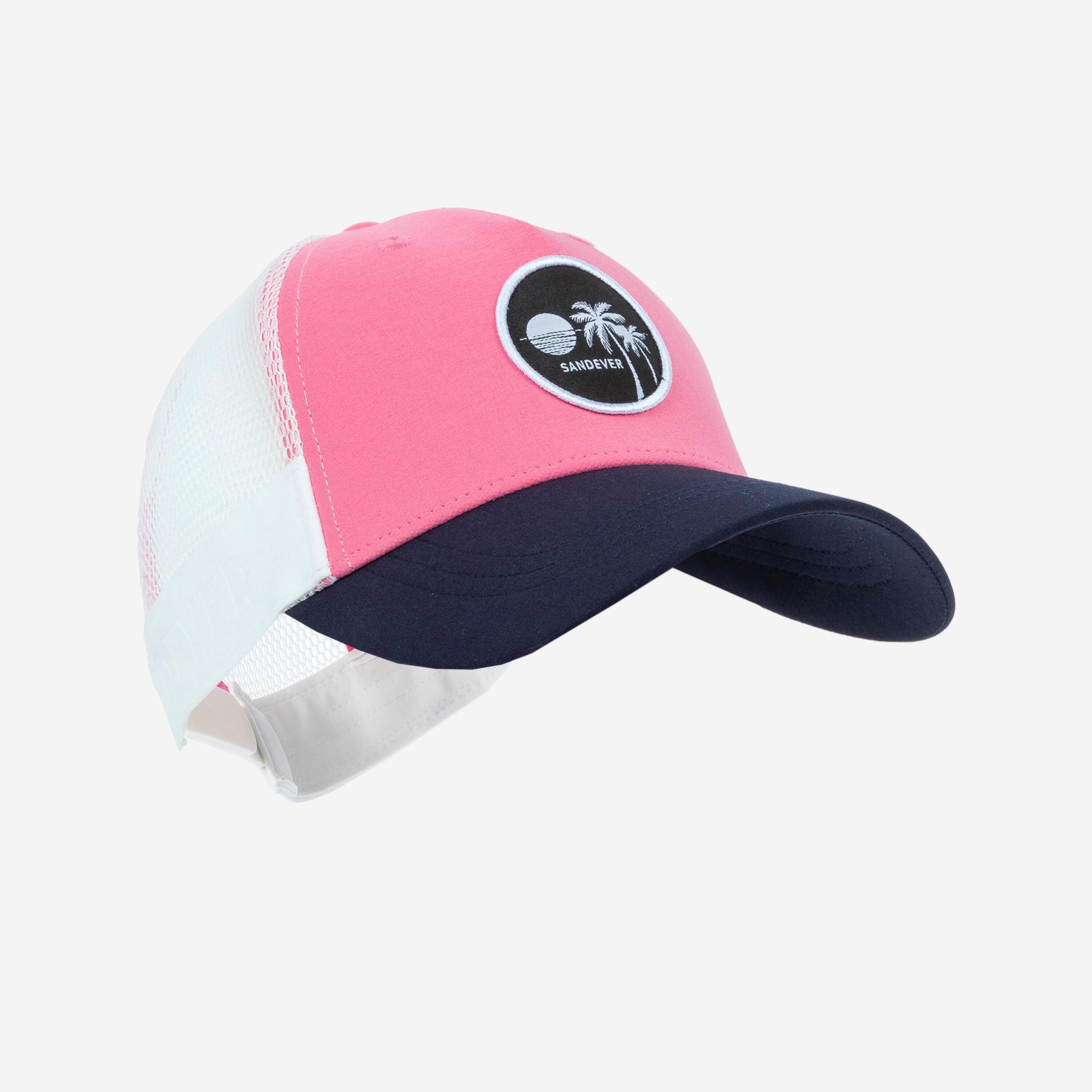 Adult Trucker Style Beach Cap - Pink/Blue/White 1/4