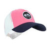 Beachvolleybal pet voor volwassenen truckermodel roze blauw wit