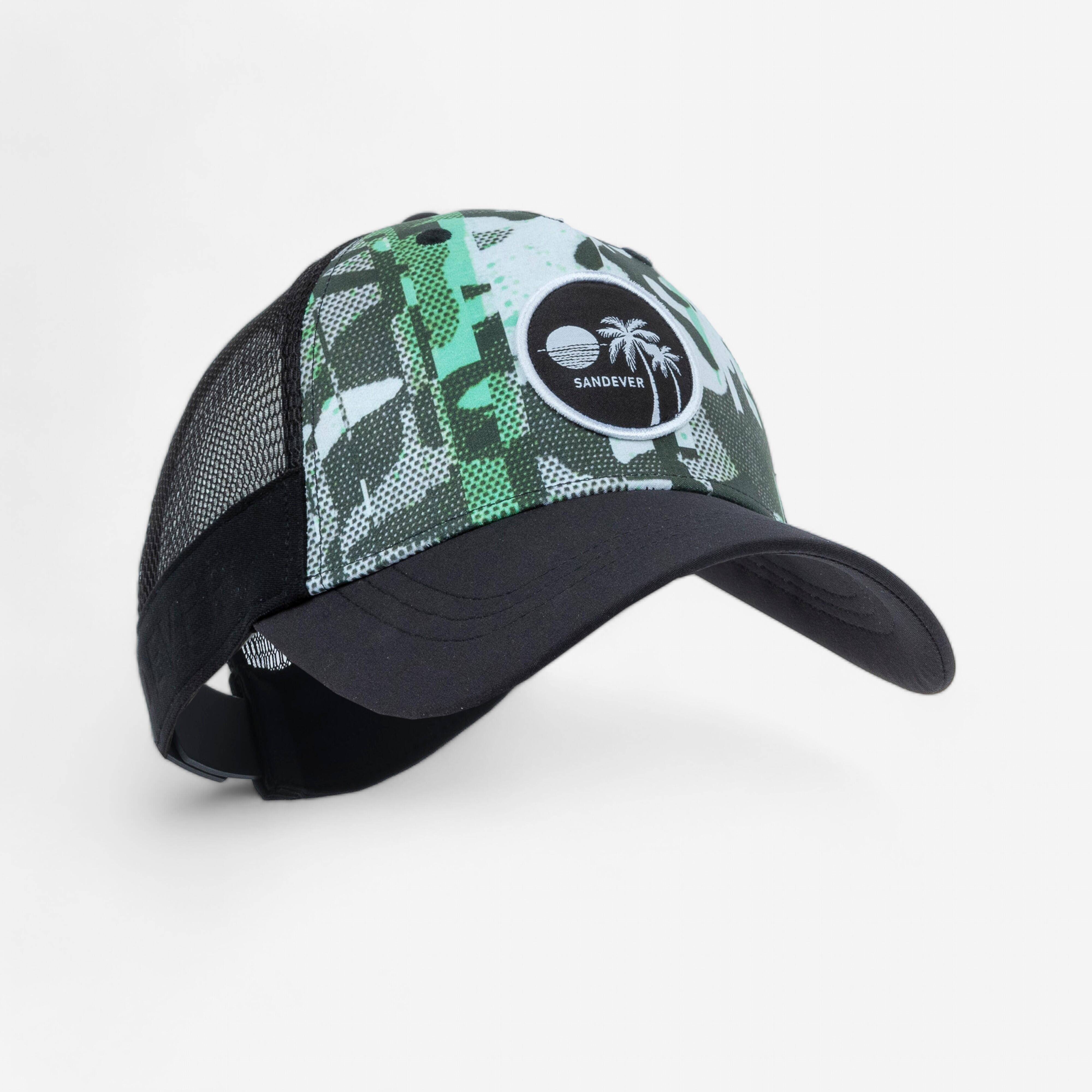 Adult Camo Trucker Style Beach Cap BLACK GREEN